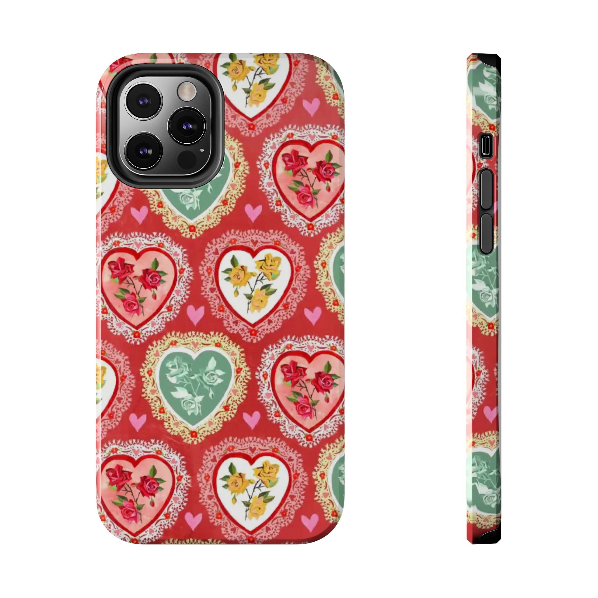 Vintage Floral Heart Tough Phone Case