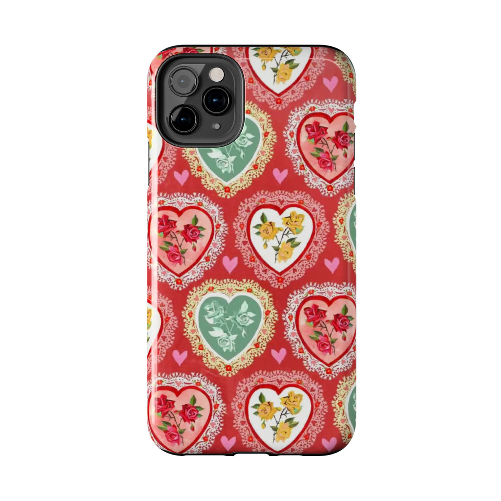 Vintage Floral Heart Tough Phone Case