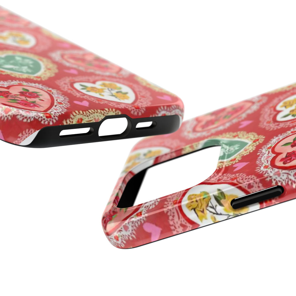 Vintage Floral Heart Tough Phone Case