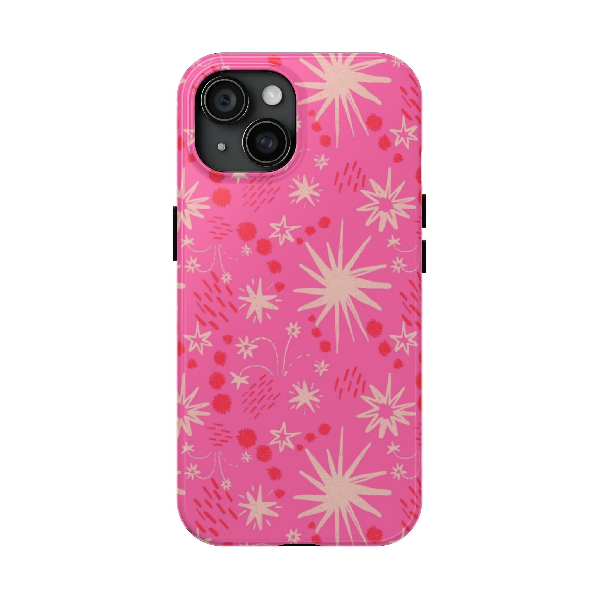 Tough Phone Case — Pink Retro Starburst Floral Protective Cover