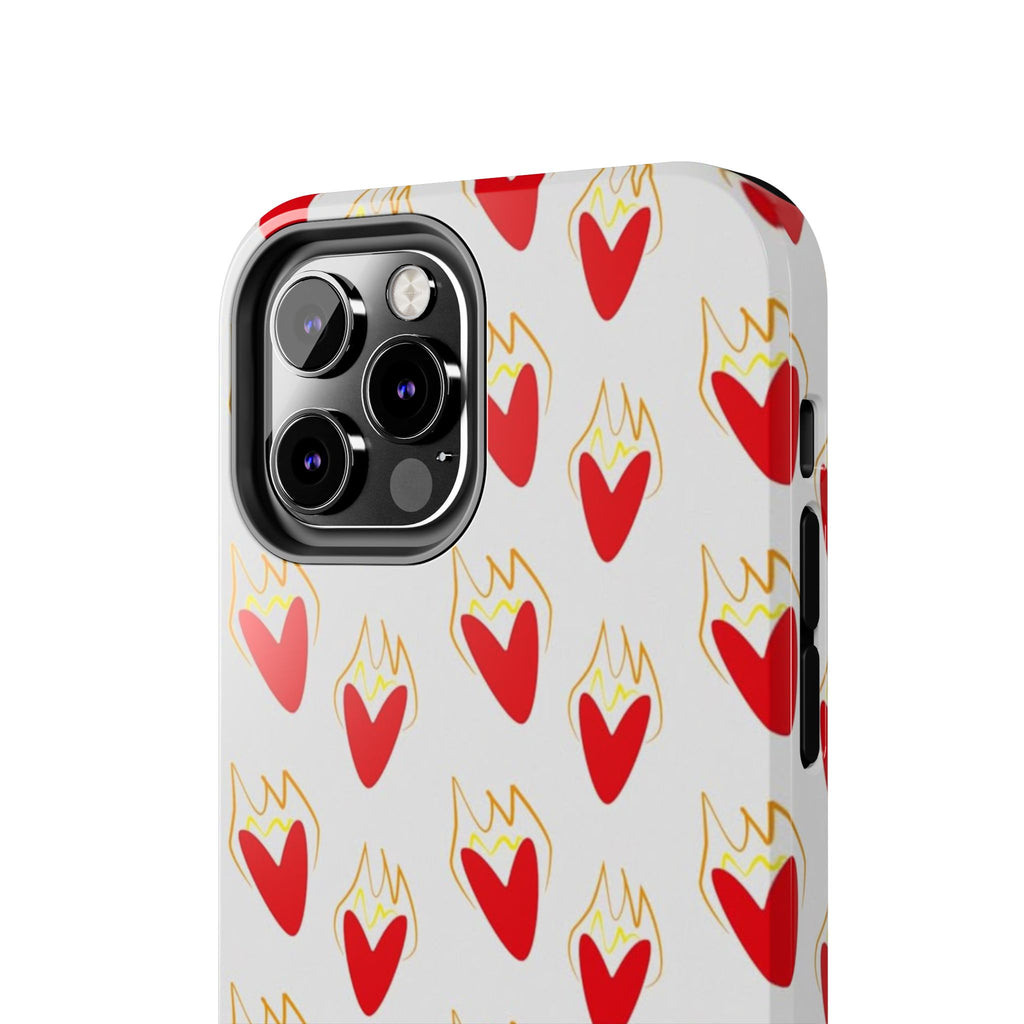 Tough Phone Case — Red Flaming Heart Pattern