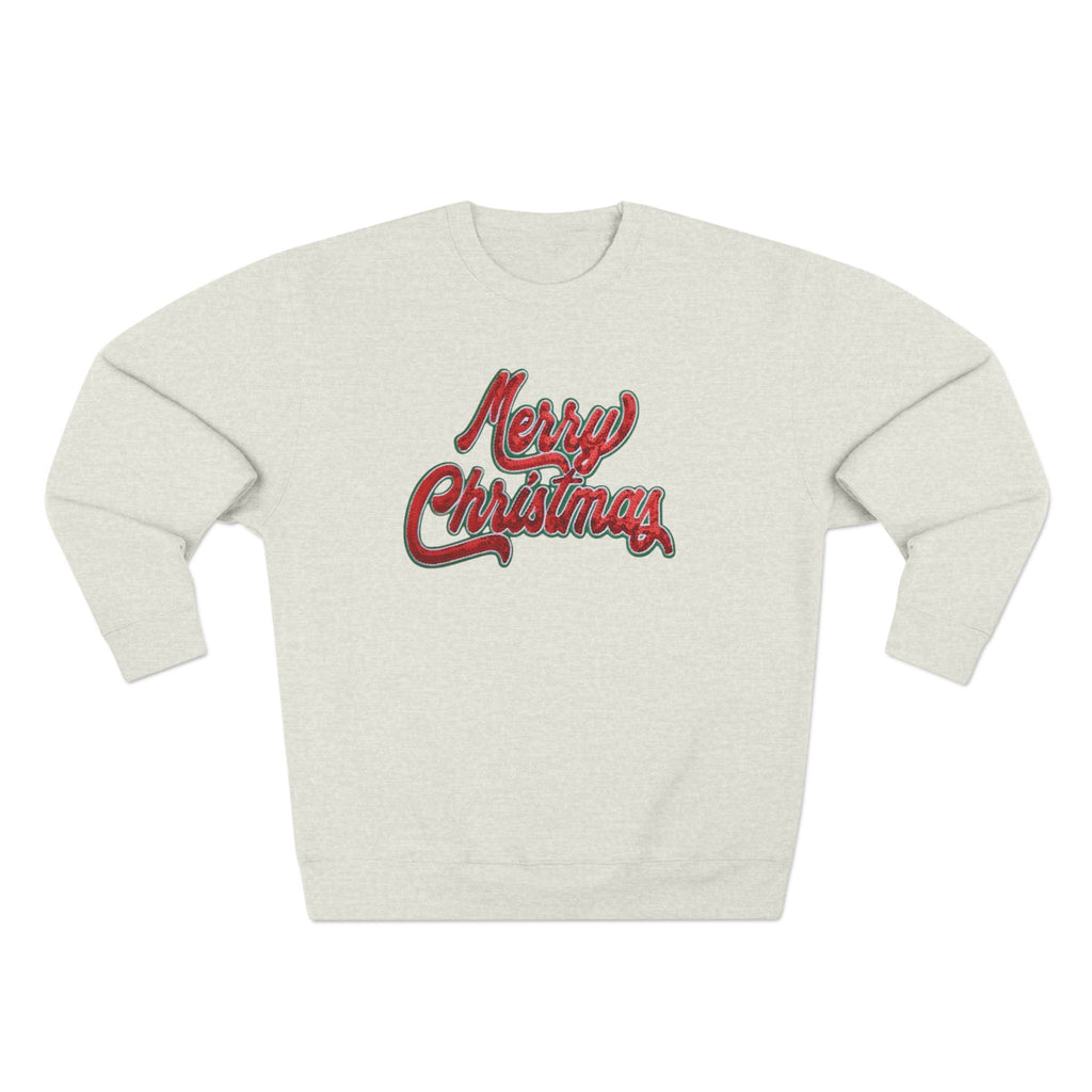 Merry Christmas Crewneck Sweatshirt – Retro Sequin Script Holiday Sweatshirt