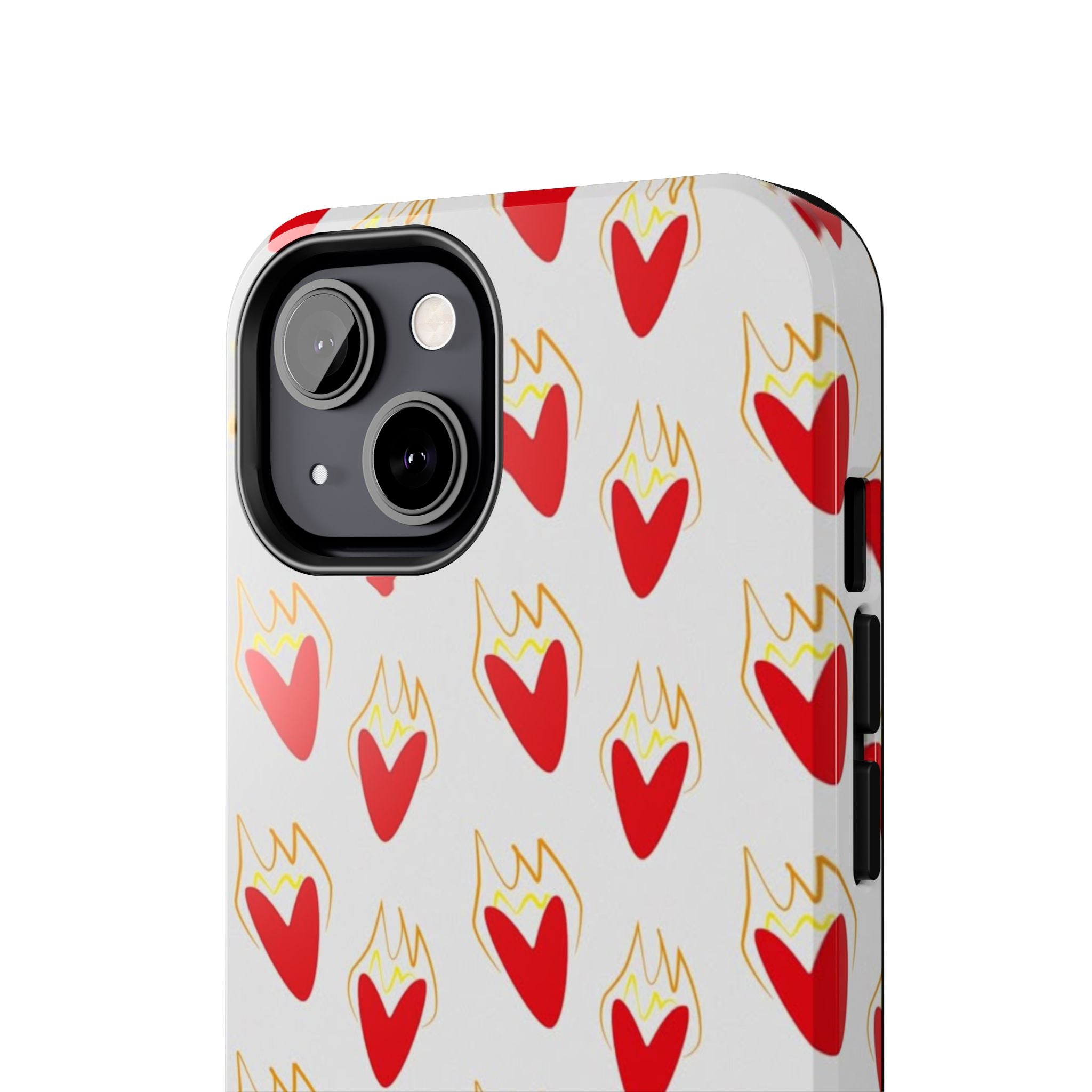 Tough Phone Case — Red Flaming Heart Pattern