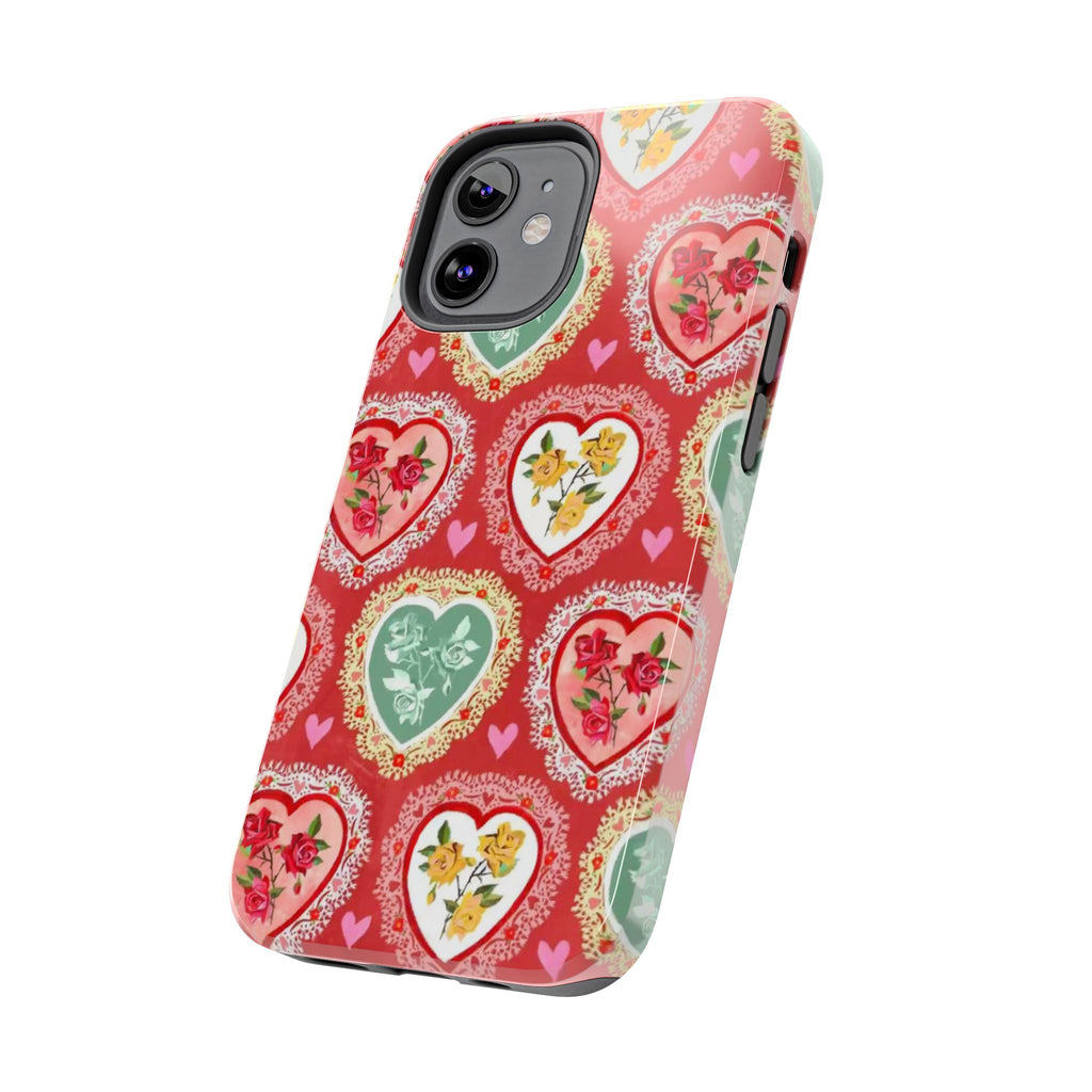 Vintage Floral Heart Tough Phone Case