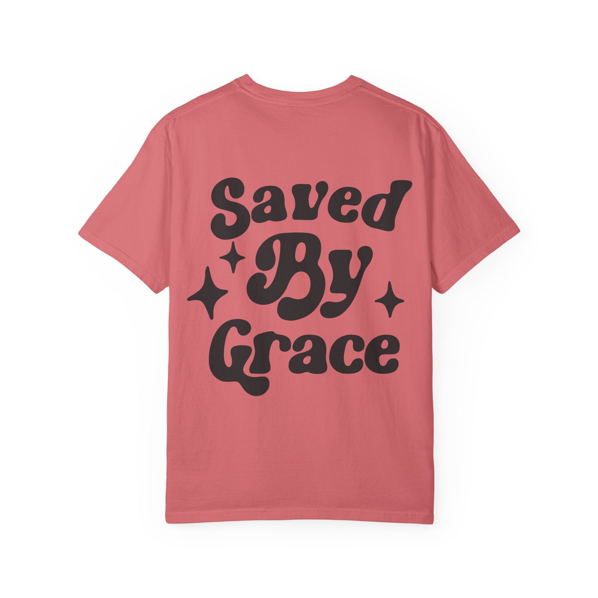 Garment-Dyed T-Shirt with 'Saved By Grace' Design
