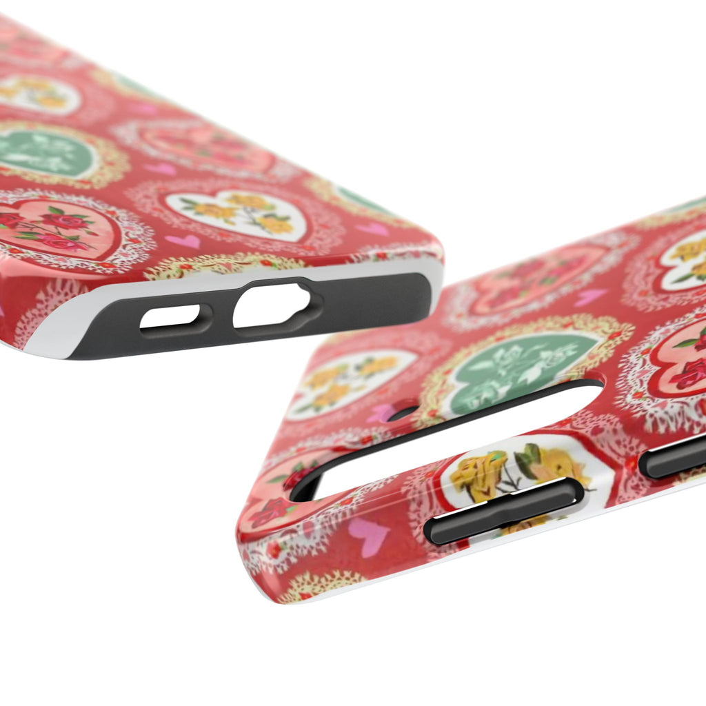 Vintage Floral Heart Tough Phone Case