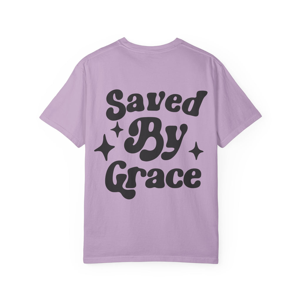 Garment-Dyed T-Shirt with 'Saved By Grace' Design