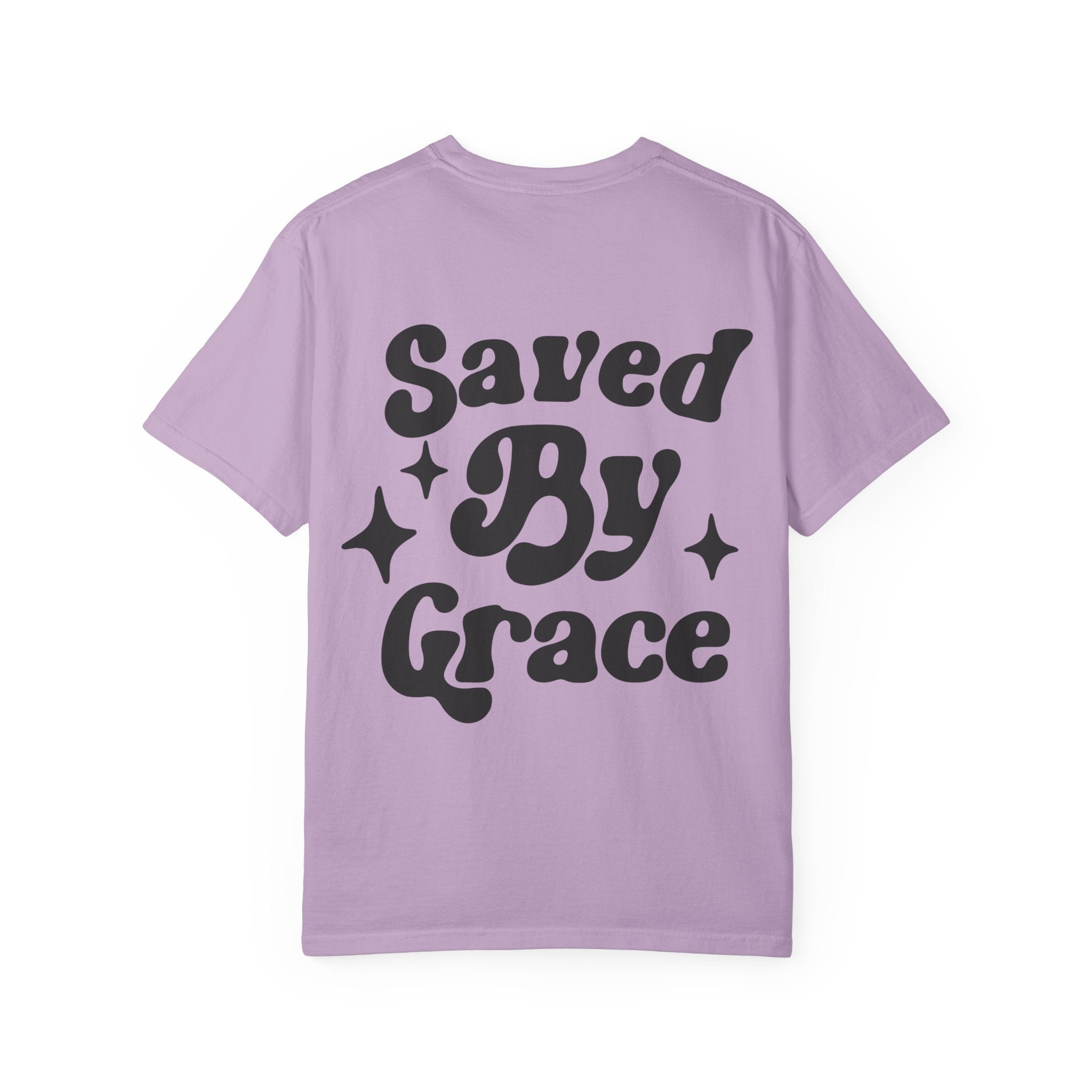 Garment-Dyed T-Shirt with 'Saved By Grace' Design