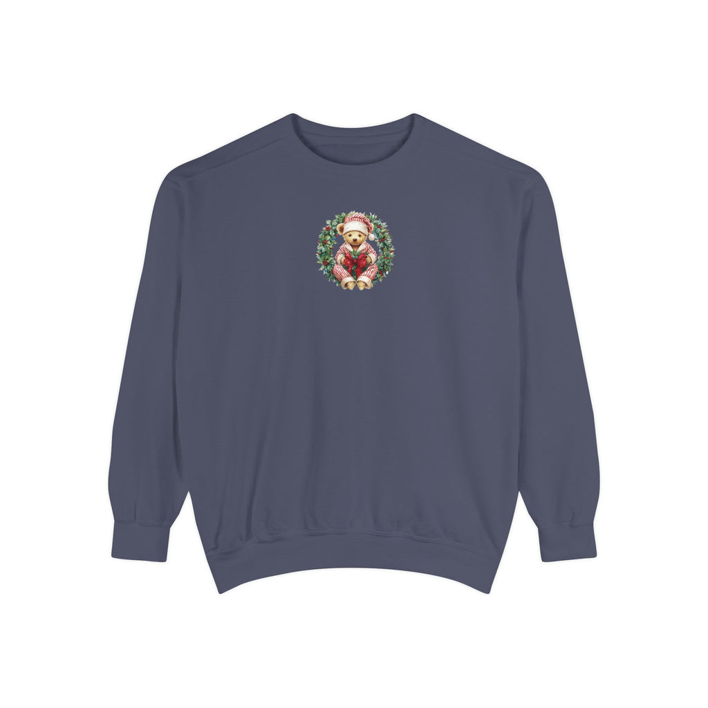 Comfort Color Christmas Teddy Wreath Sweatshirt