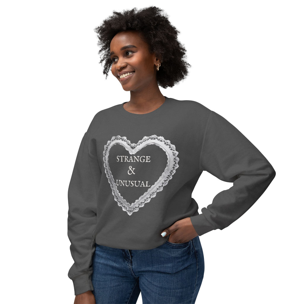 Strange & Unusual Crewneck Sweatshirt, Cozy Vintage Style, Perfect for Gift, Autumn Wear, Goth Aesthetic, Unisex Fashion