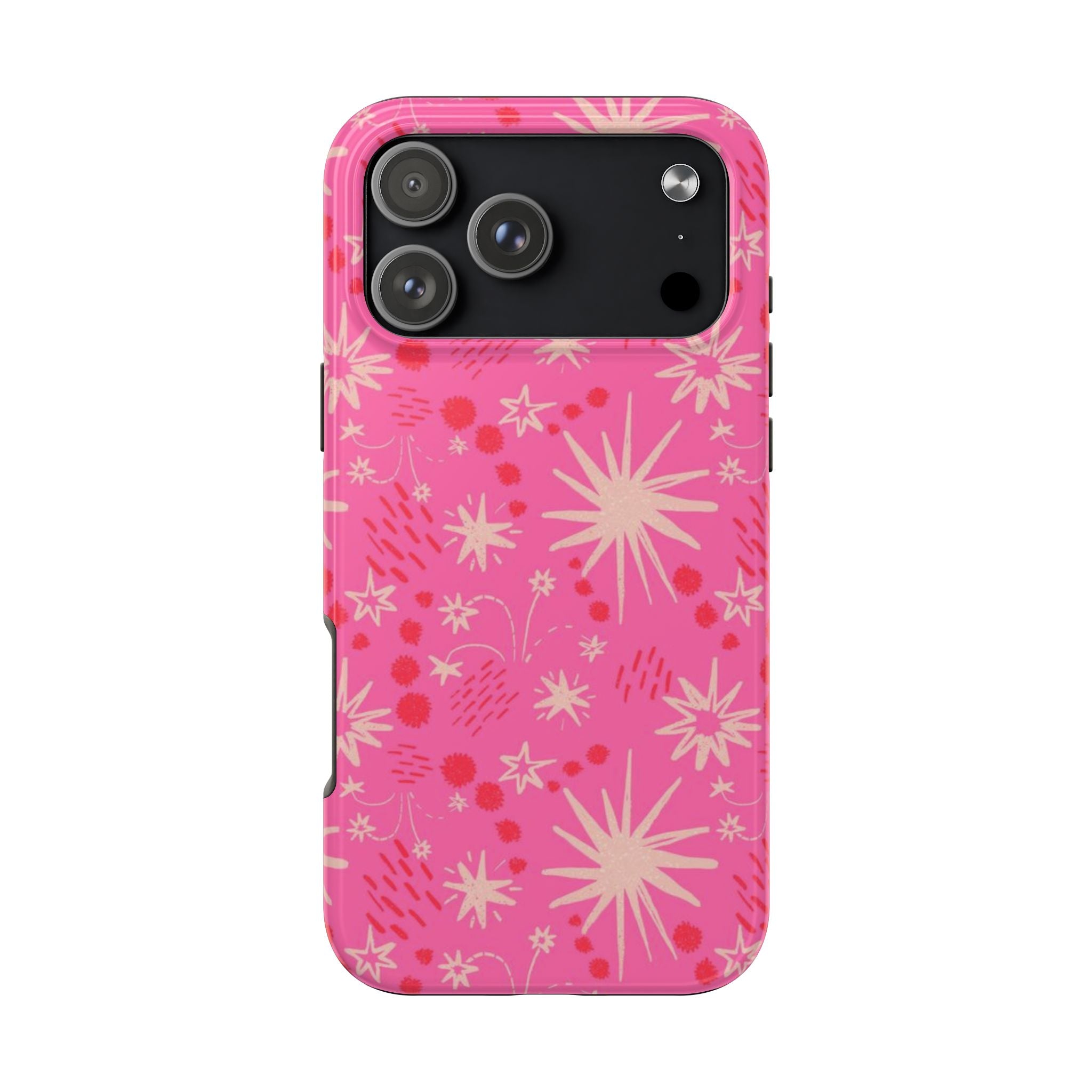 Tough Phone Case — Pink Retro Starburst Floral Protective Cover