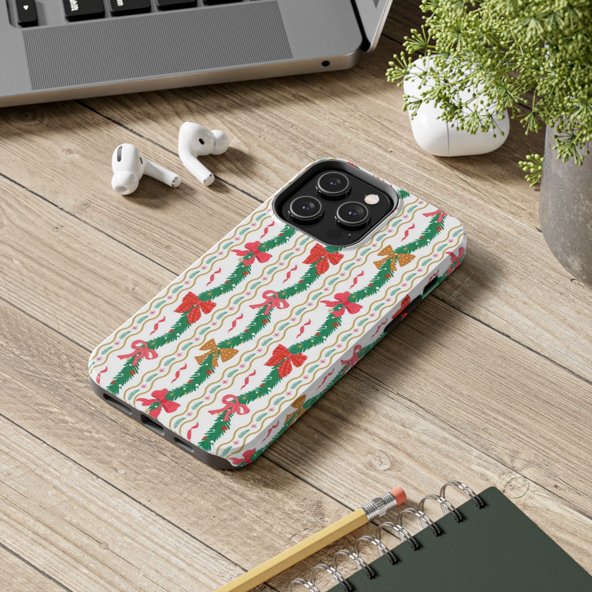 Festive Holiday Phone Cases with Cheerful Bows