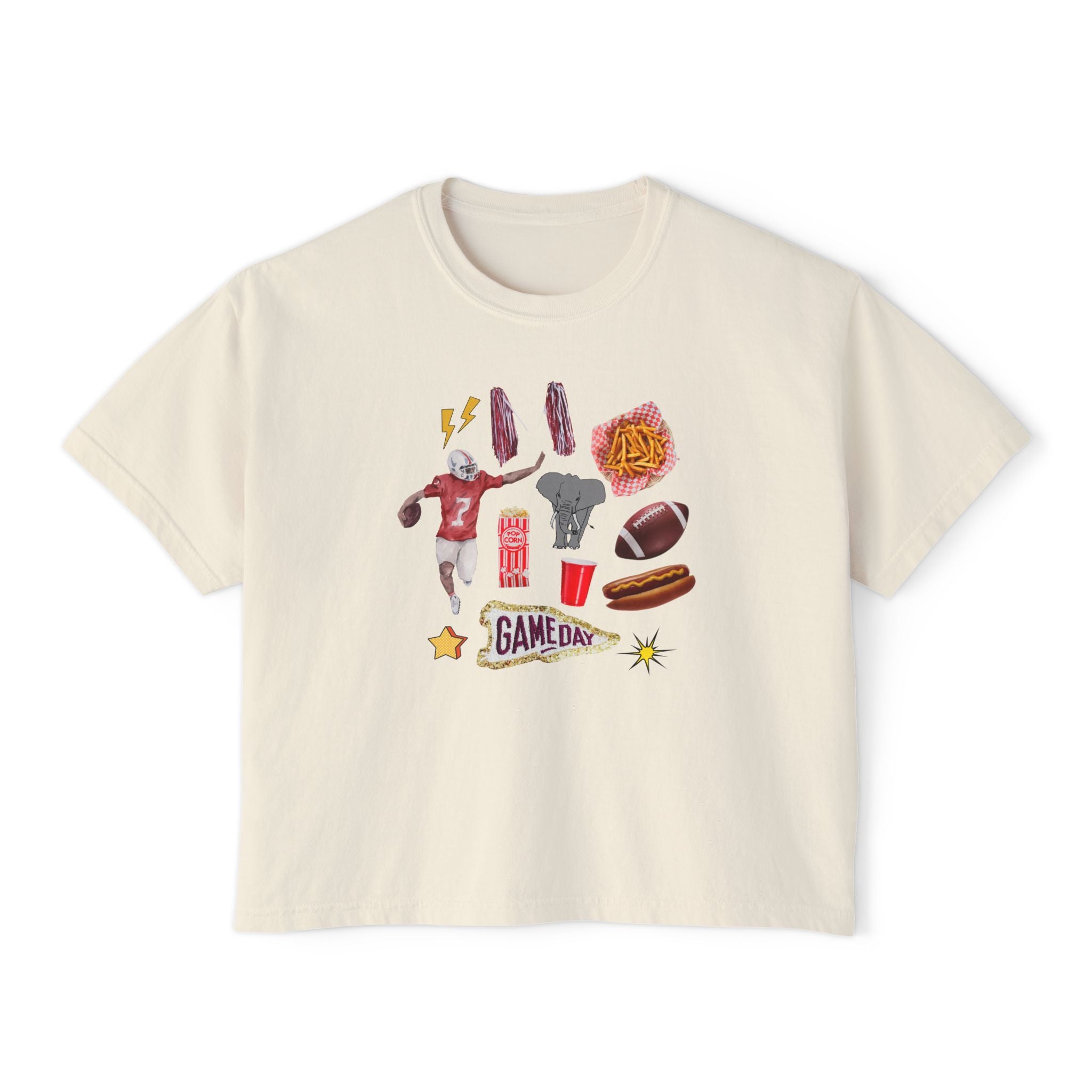 Women's Bama Football Charm Boxy Tee