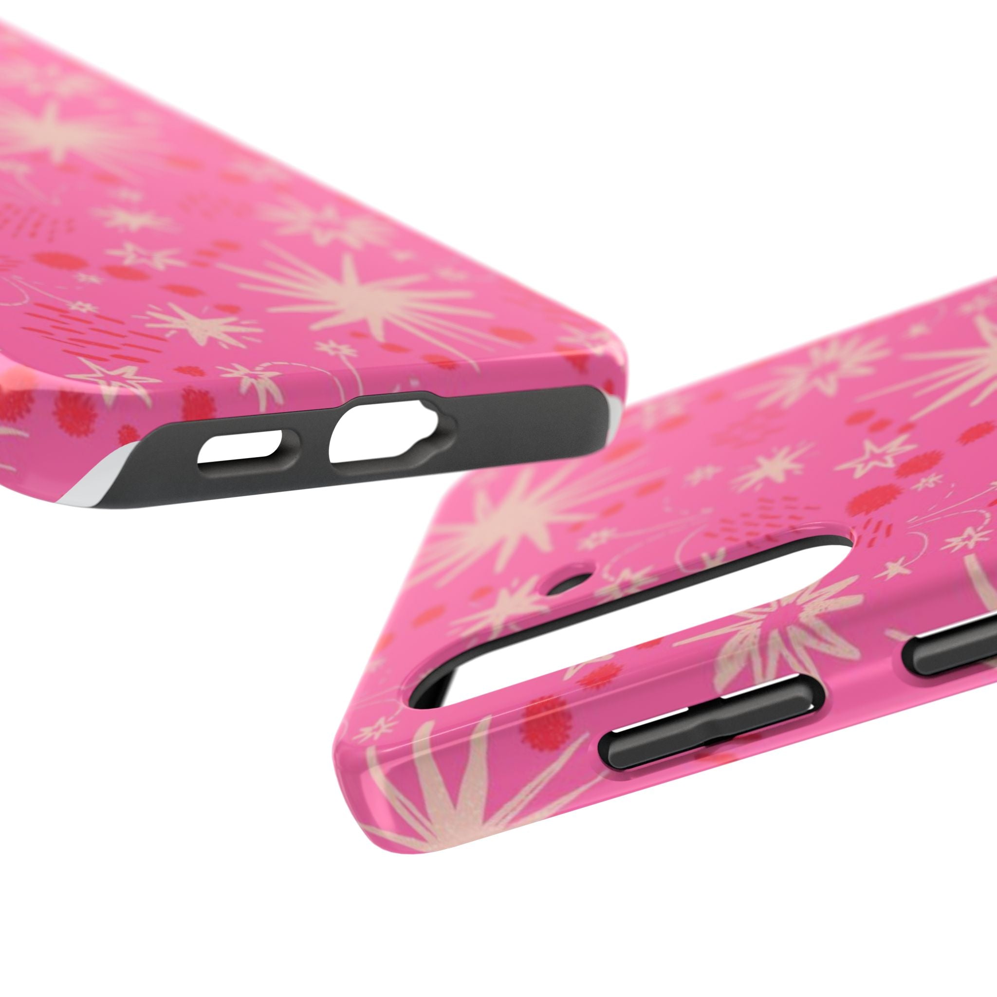 Tough Phone Case — Pink Retro Starburst Floral Protective Cover
