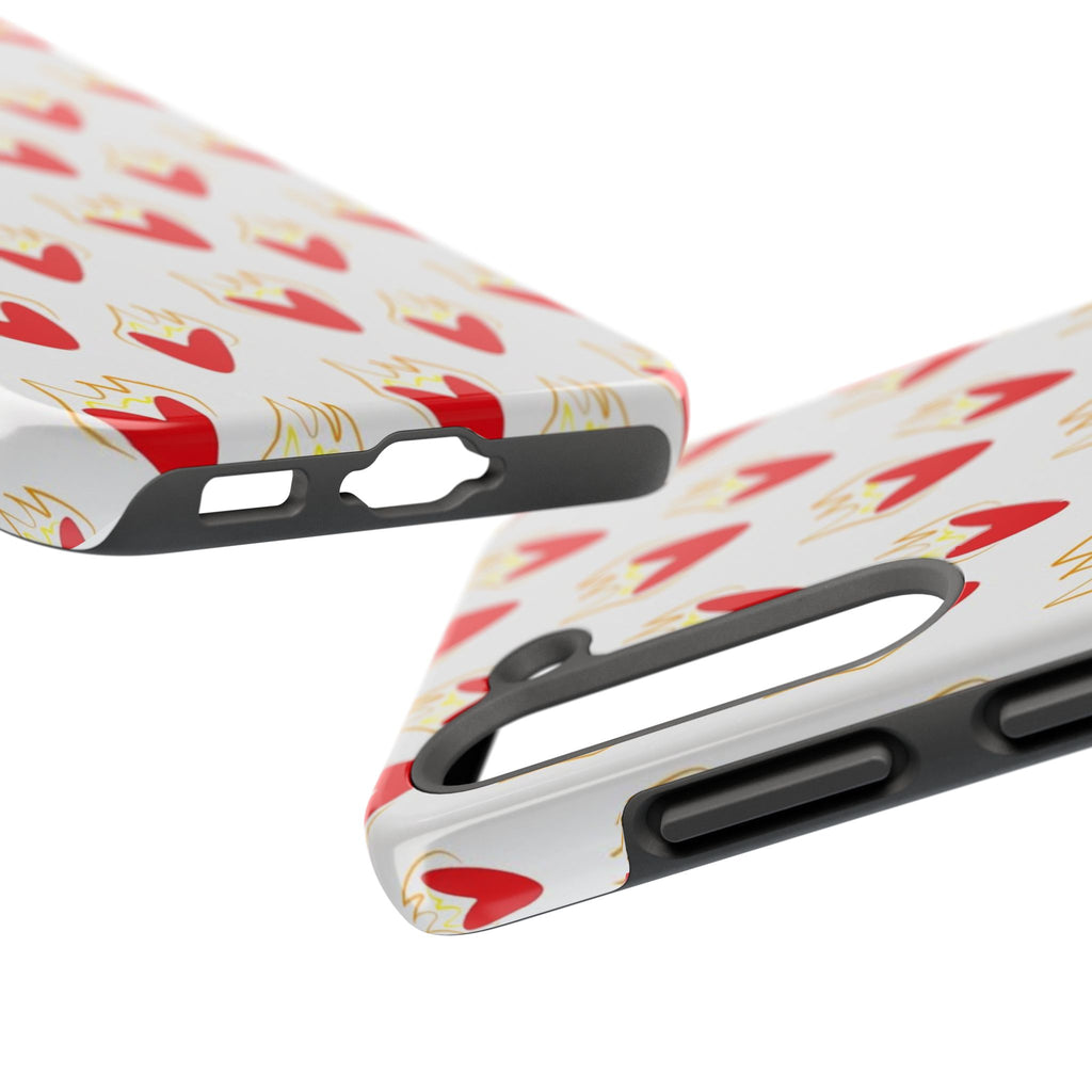 Tough Phone Case — Red Flaming Heart Pattern