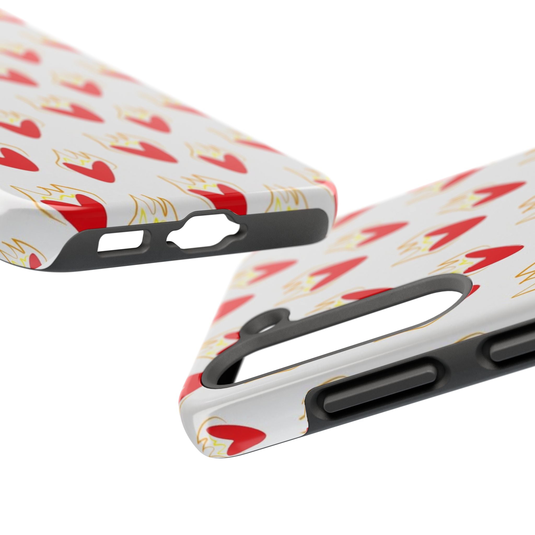Tough Phone Case — Red Flaming Heart Pattern