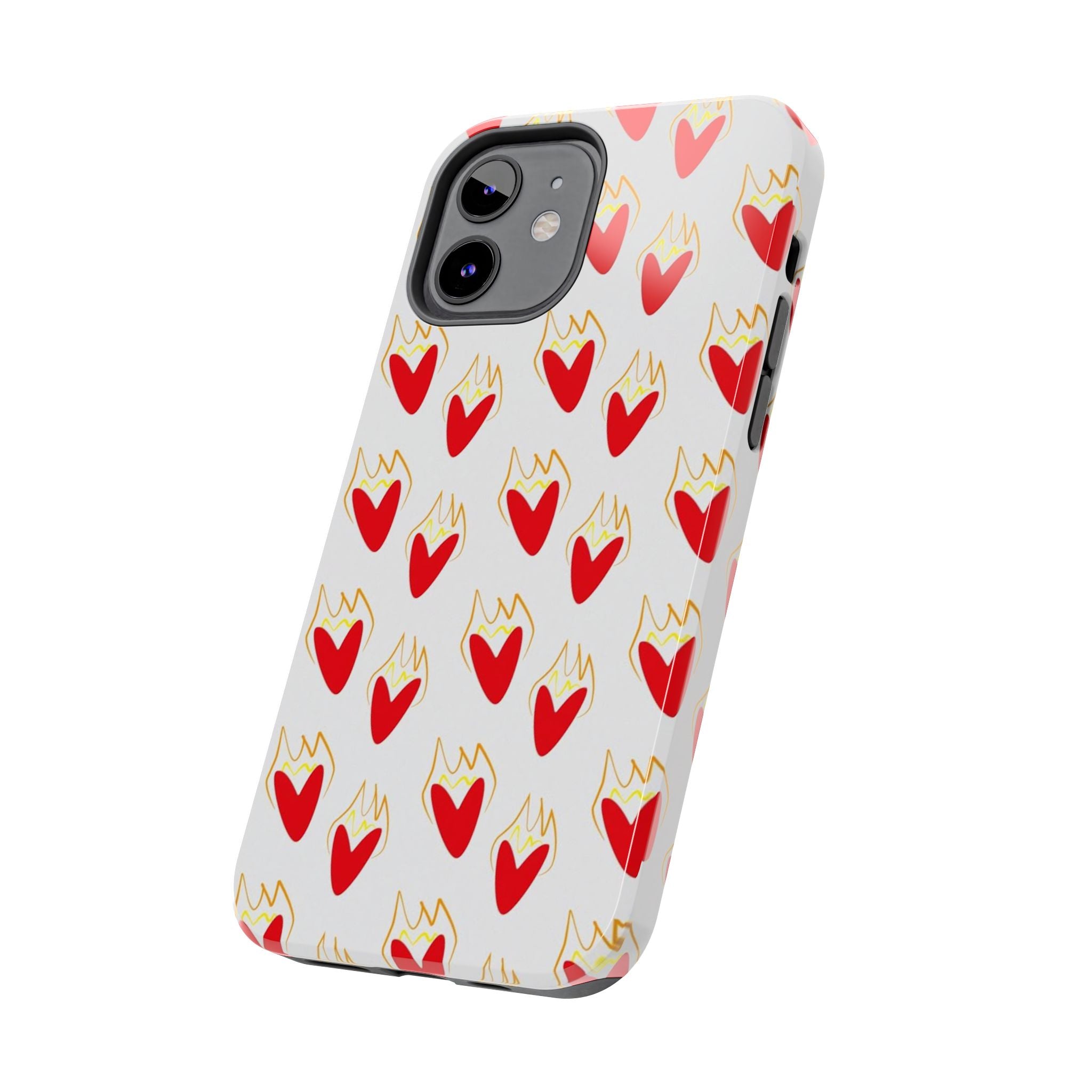 Tough Phone Case — Red Flaming Heart Pattern