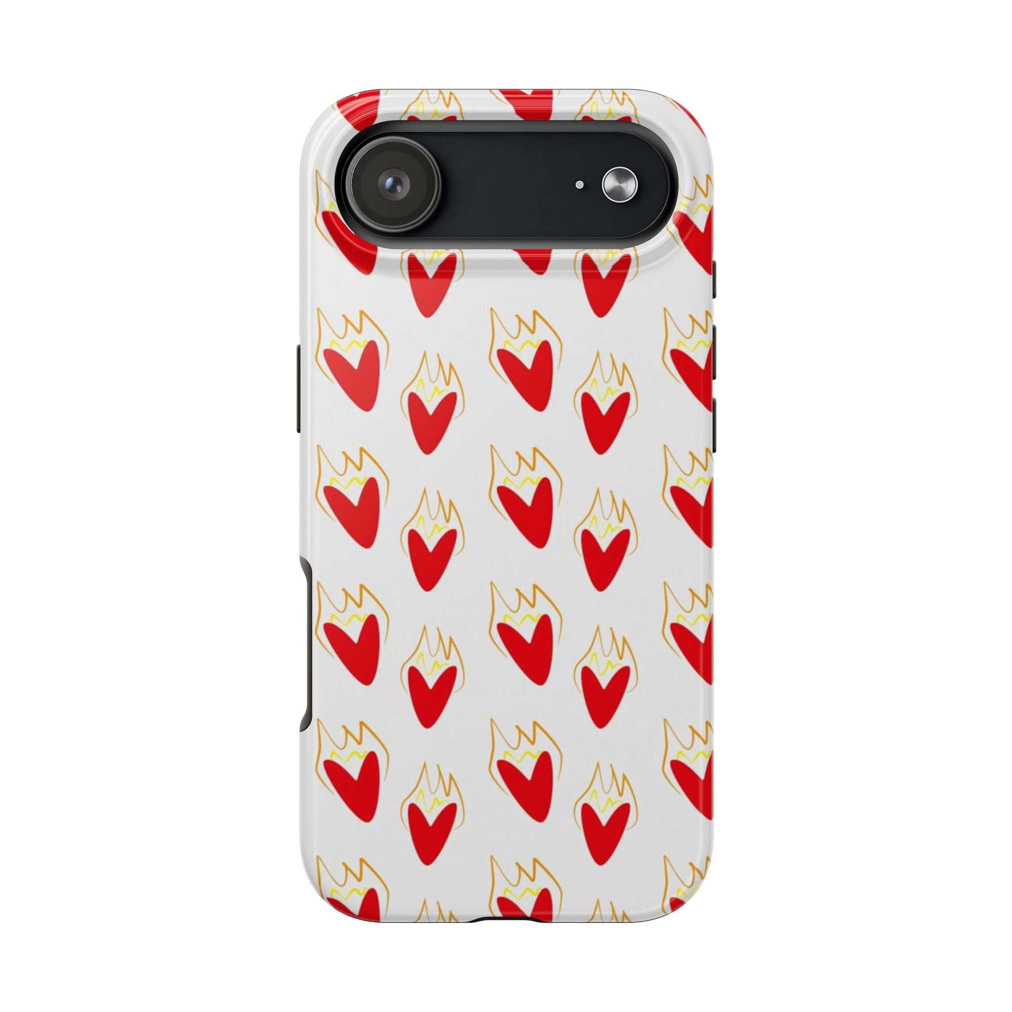 Tough Phone Case — Red Flaming Heart Pattern