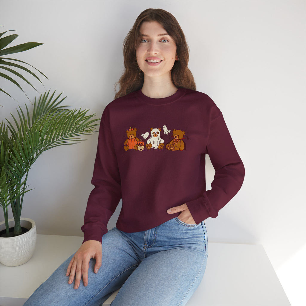 Cozy Halloween Crewneck Sweatshirt with Cute Bears