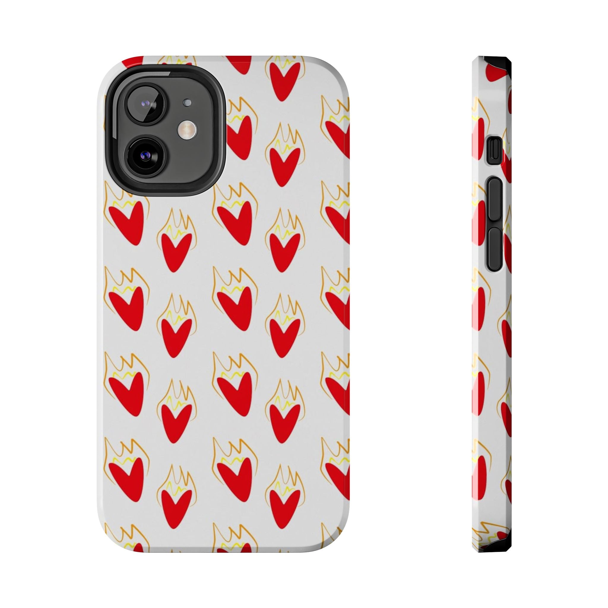 Tough Phone Case — Red Flaming Heart Pattern