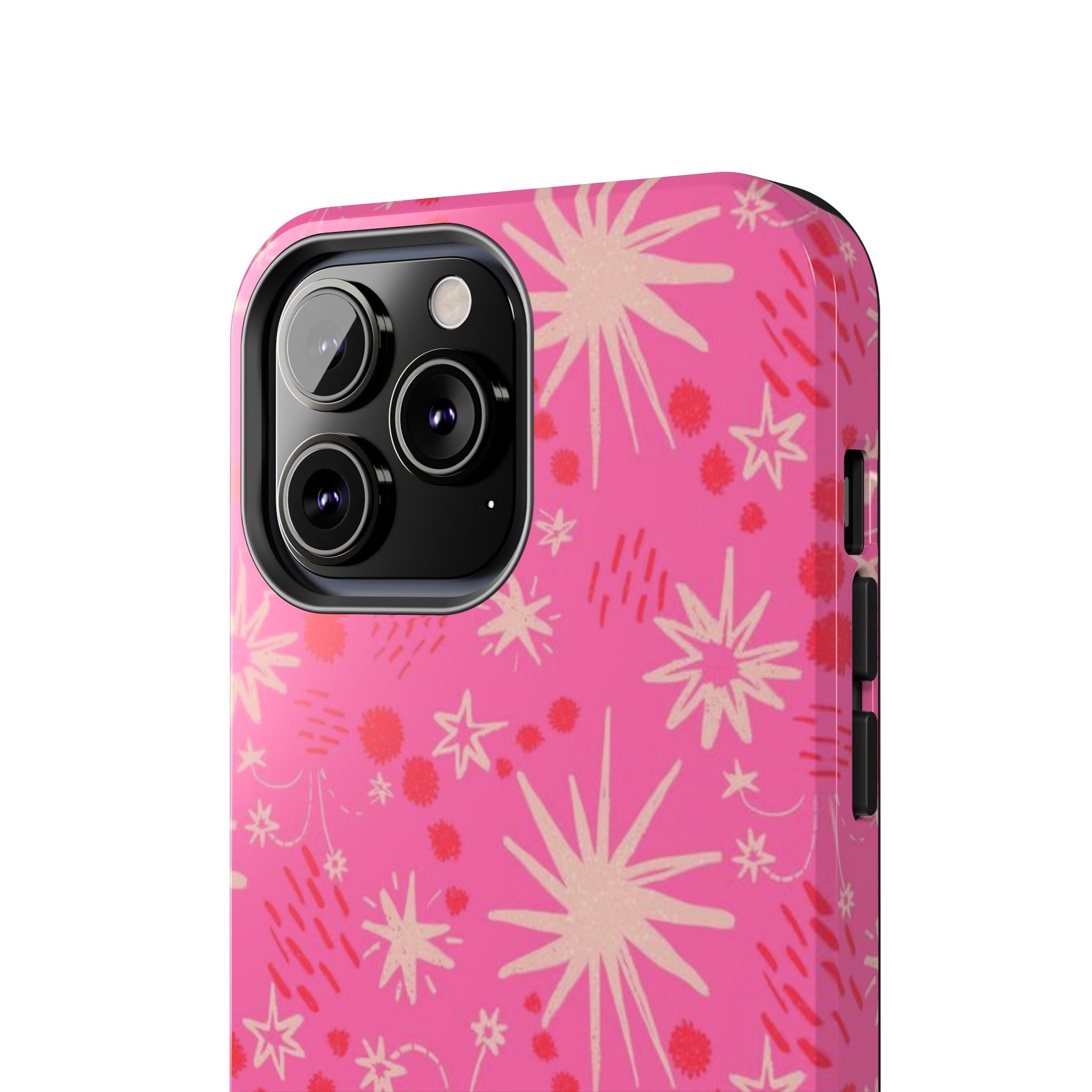 Tough Phone Case — Pink Retro Starburst Floral Protective Cover