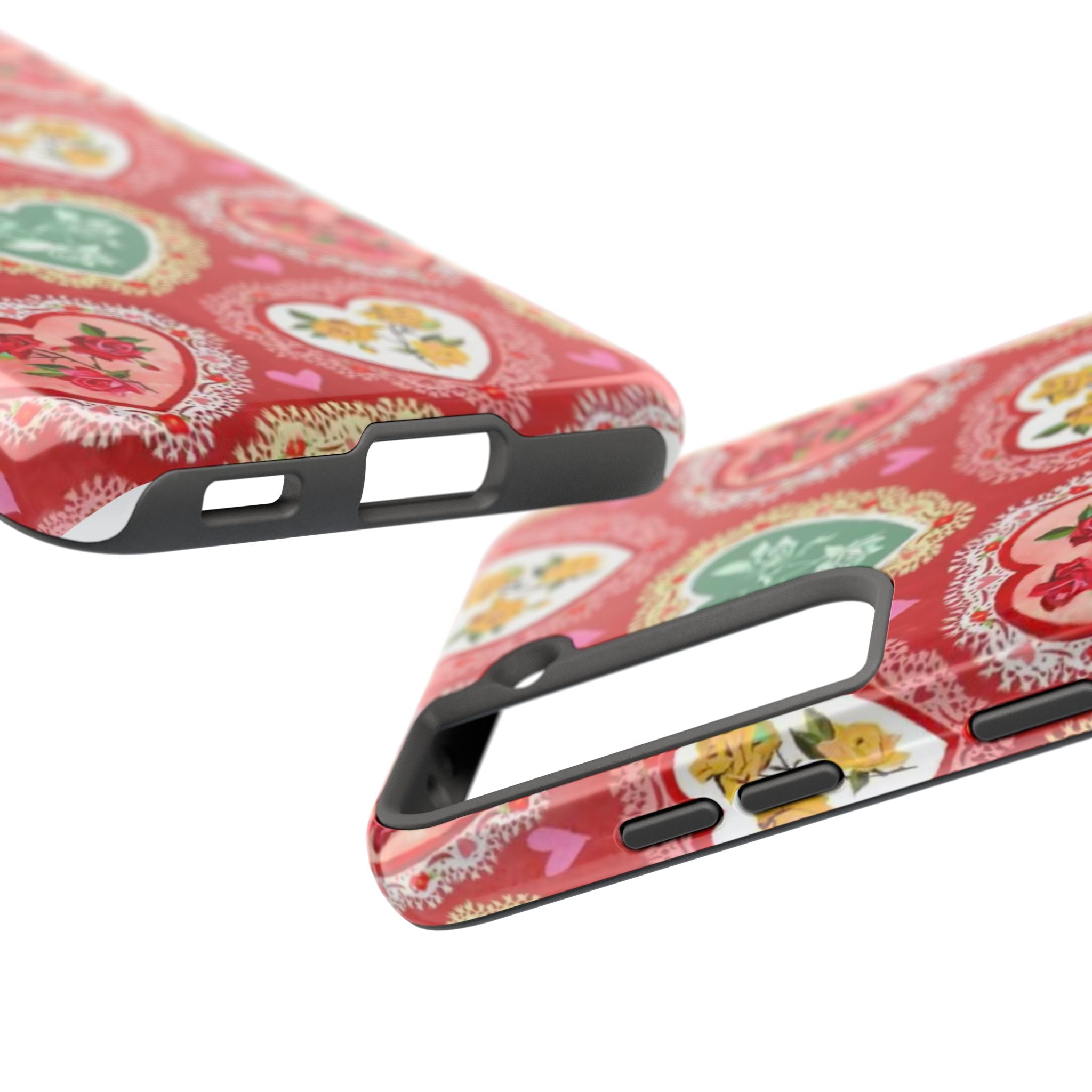Vintage Floral Heart Tough Phone Case
