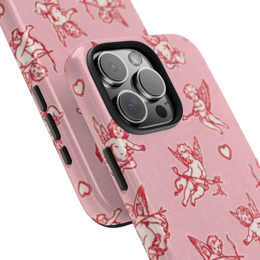 Pink Cupid Pattern Tough Phone Case – Valentine’s Day Protective Case