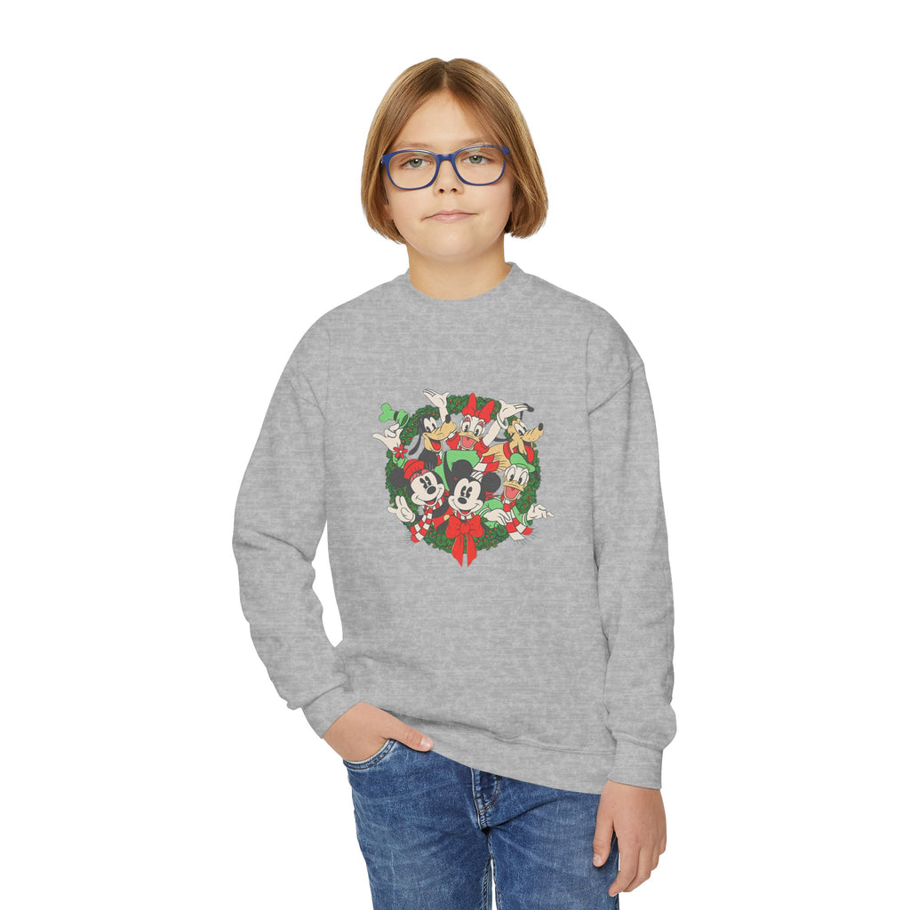 Youth Holiday Mickey Wreath Crewneck Sweatshirt