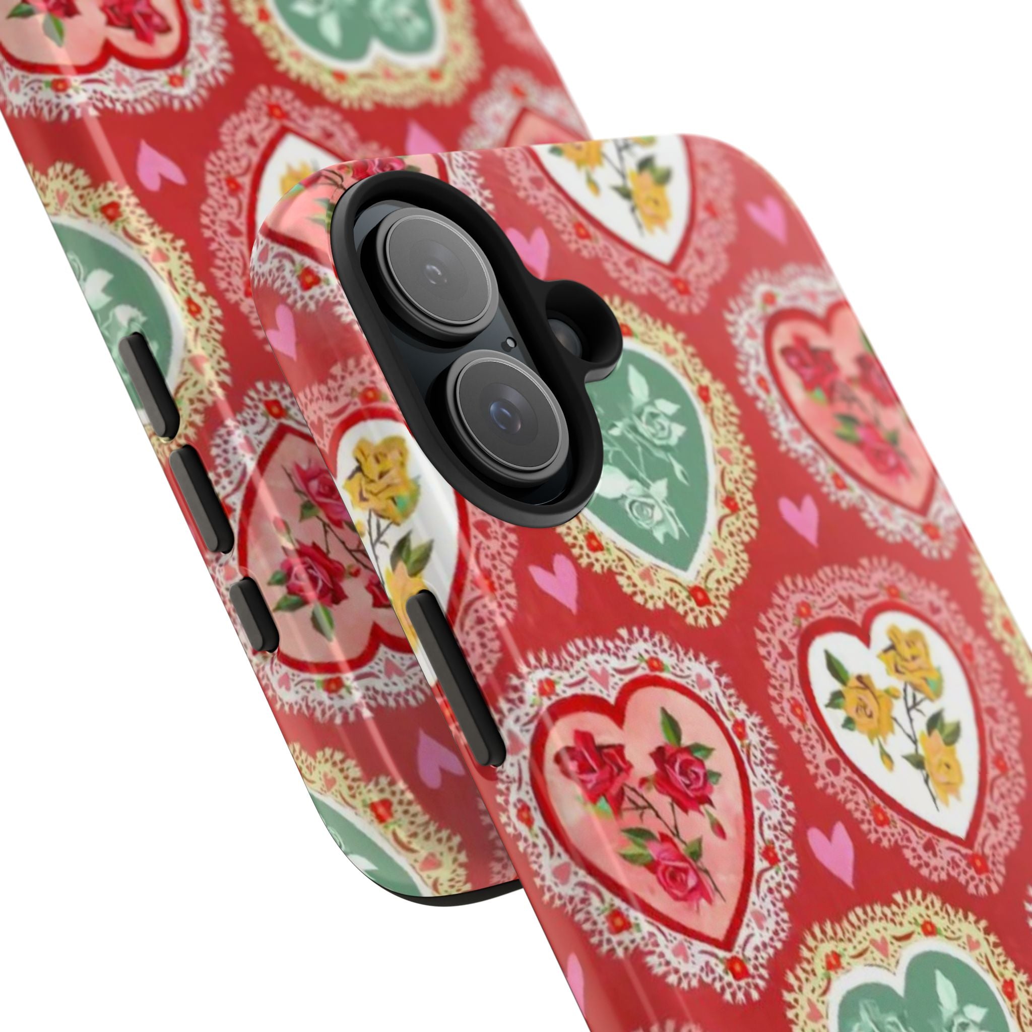 Vintage Floral Heart Tough Phone Case