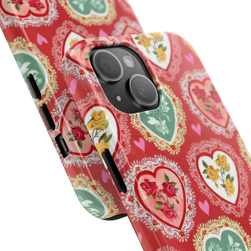 Vintage Floral Heart Tough Phone Case