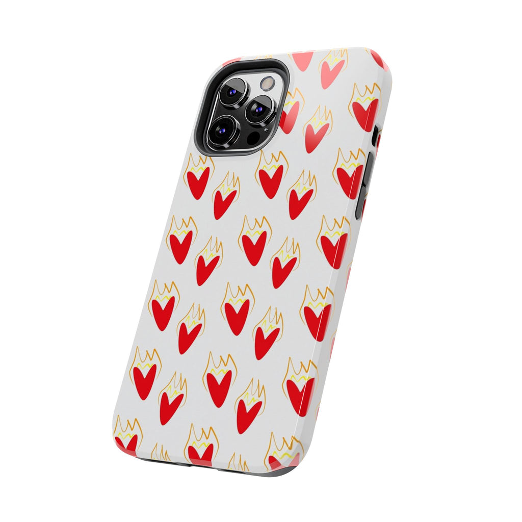 Tough Phone Case — Red Flaming Heart Pattern