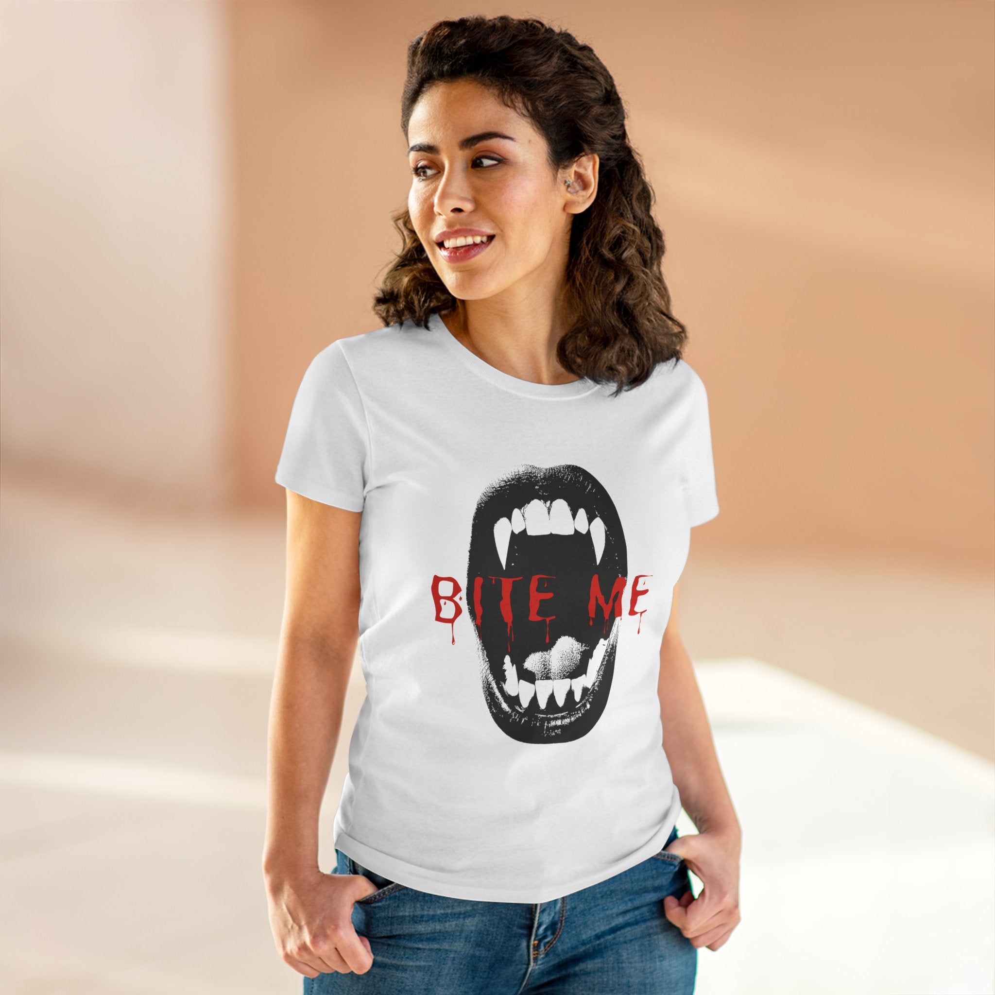 Spooky Graphic Tee, Halloween Shirt, Bite Me Design T-Shirt, Casual Wear, Horror Fan Apparel, Unique Gift Idea