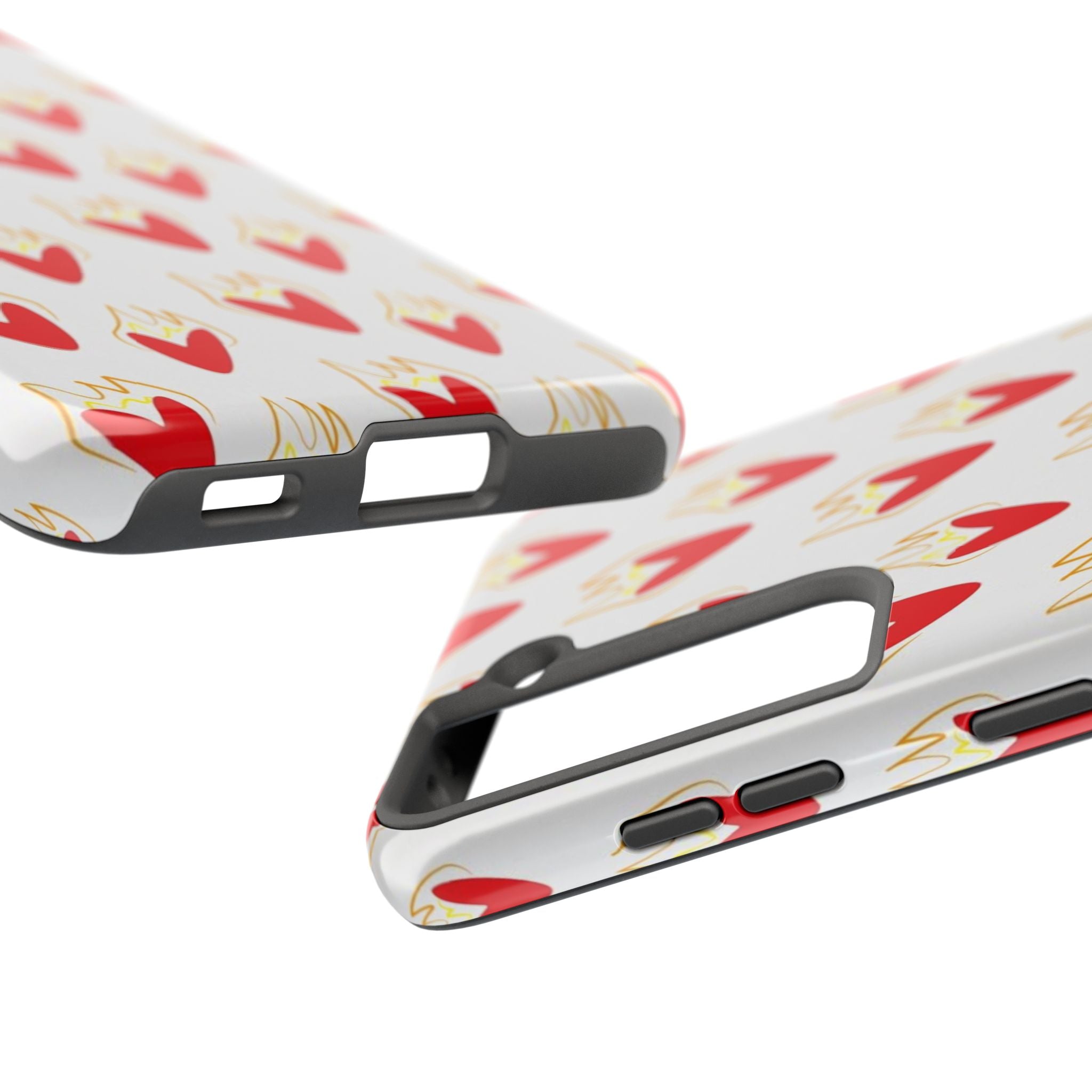Tough Phone Case — Red Flaming Heart Pattern
