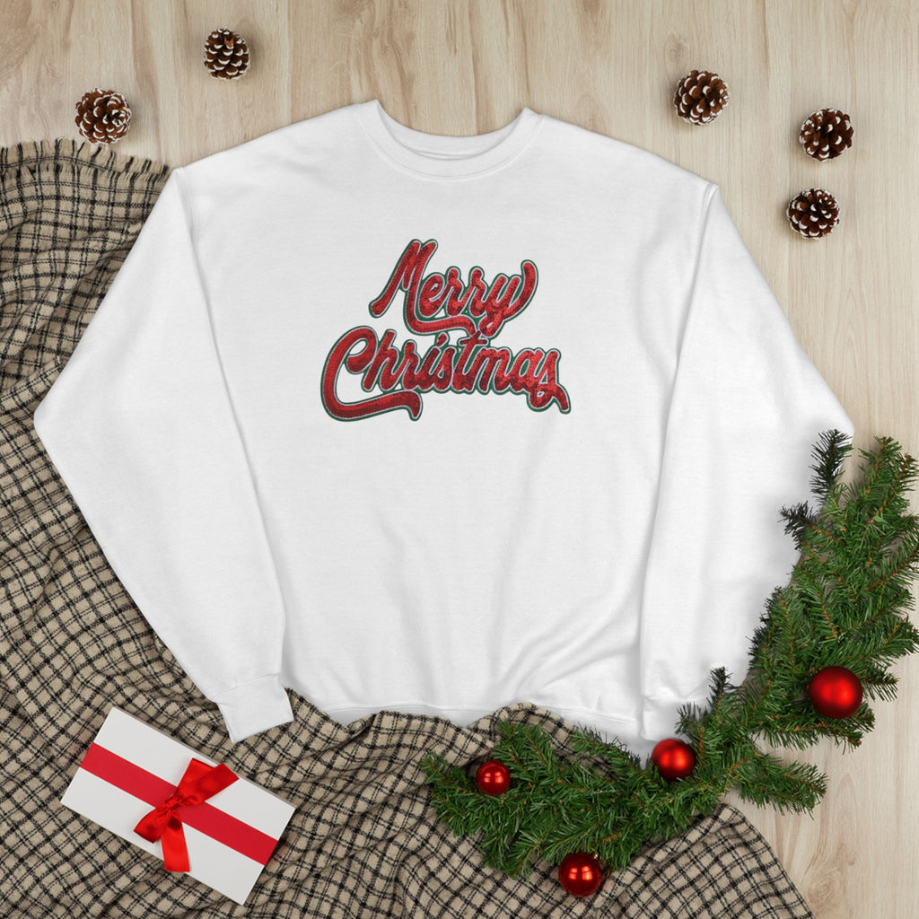 Merry Christmas Crewneck Sweatshirt — Retro Sequin Holiday Sweater