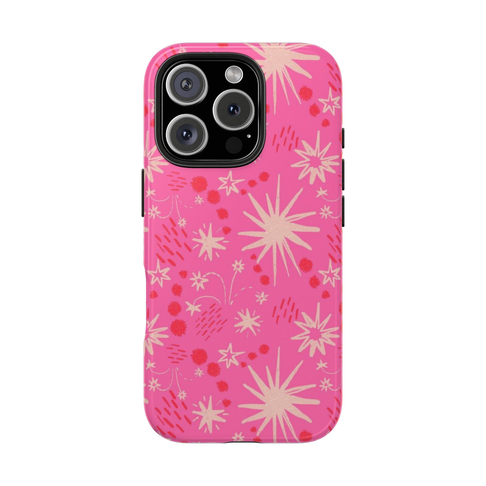 Tough Phone Case — Pink Retro Starburst Floral Protective Cover
