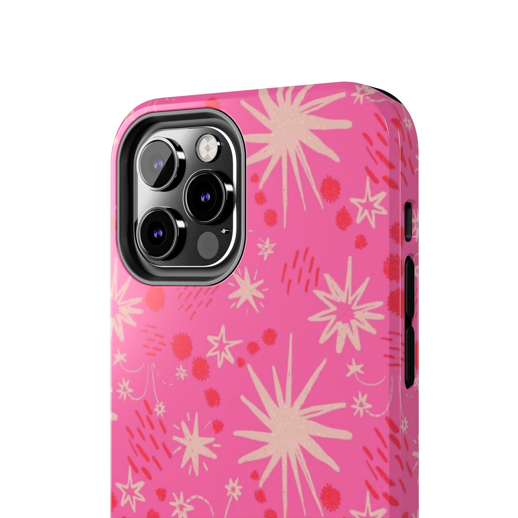 Tough Phone Case — Pink Retro Starburst Floral Protective Cover