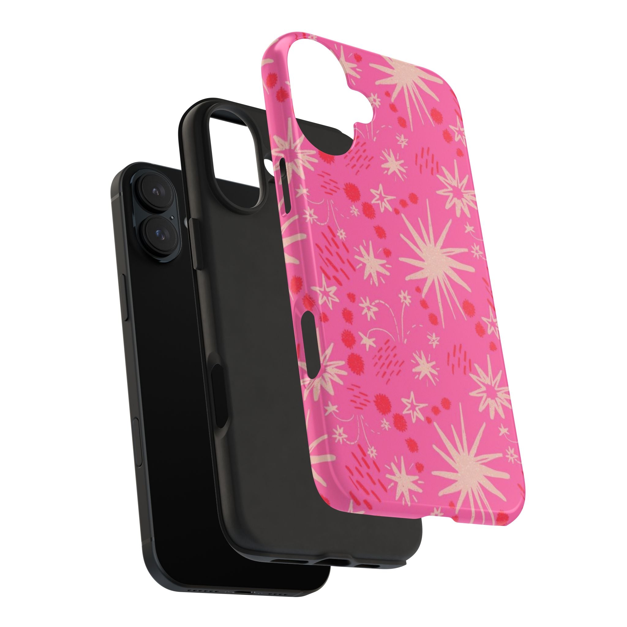 Tough Phone Case — Pink Retro Starburst Floral Protective Cover