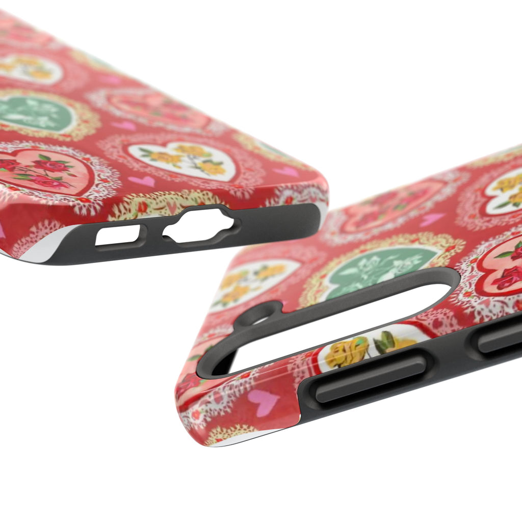 Vintage Floral Heart Tough Phone Case