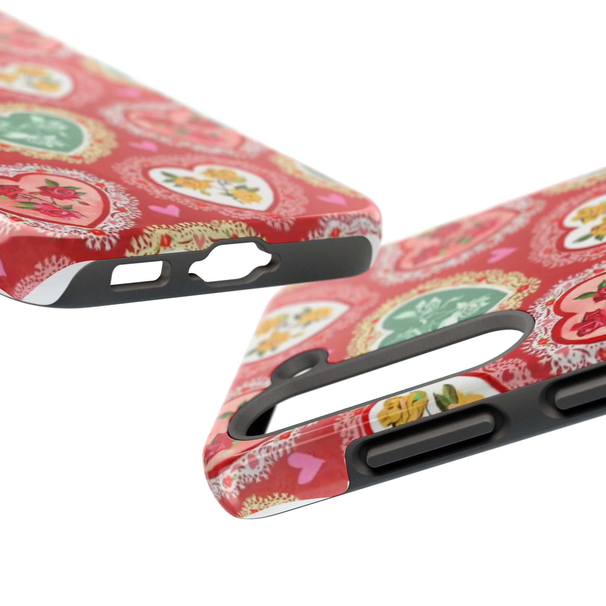 Vintage Floral Heart Tough Phone Case