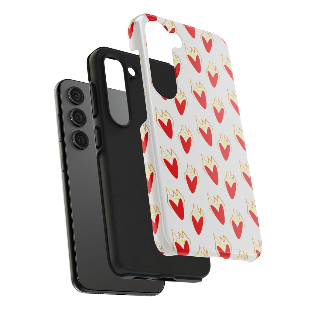 Tough Phone Case — Red Flaming Heart Pattern
