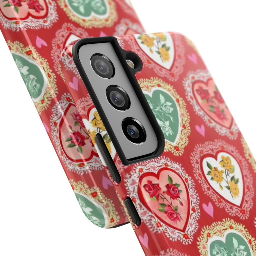 Vintage Floral Heart Tough Phone Case