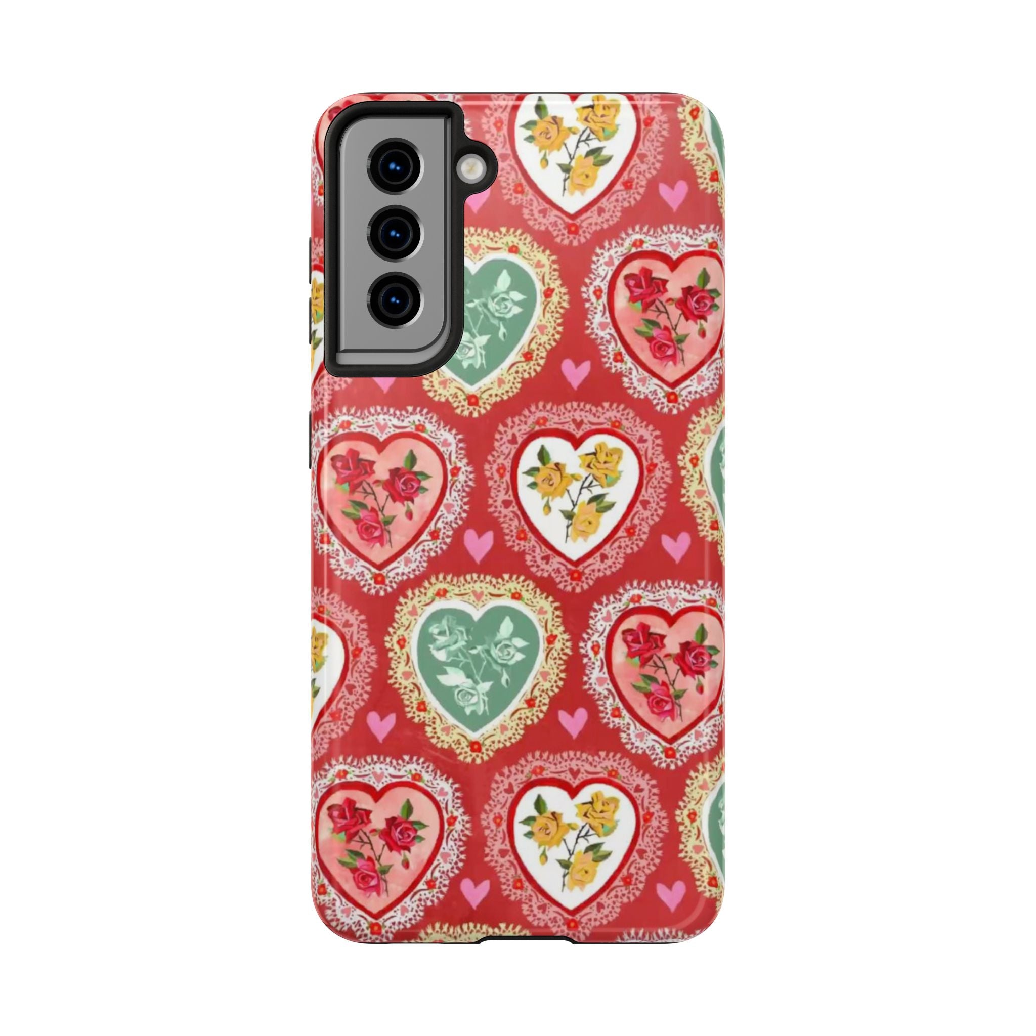 Vintage Floral Heart Tough Phone Case