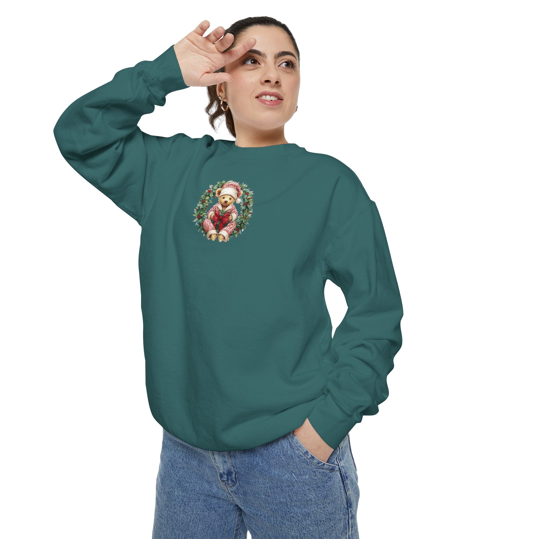 Comfort Color Christmas Teddy Wreath Sweatshirt