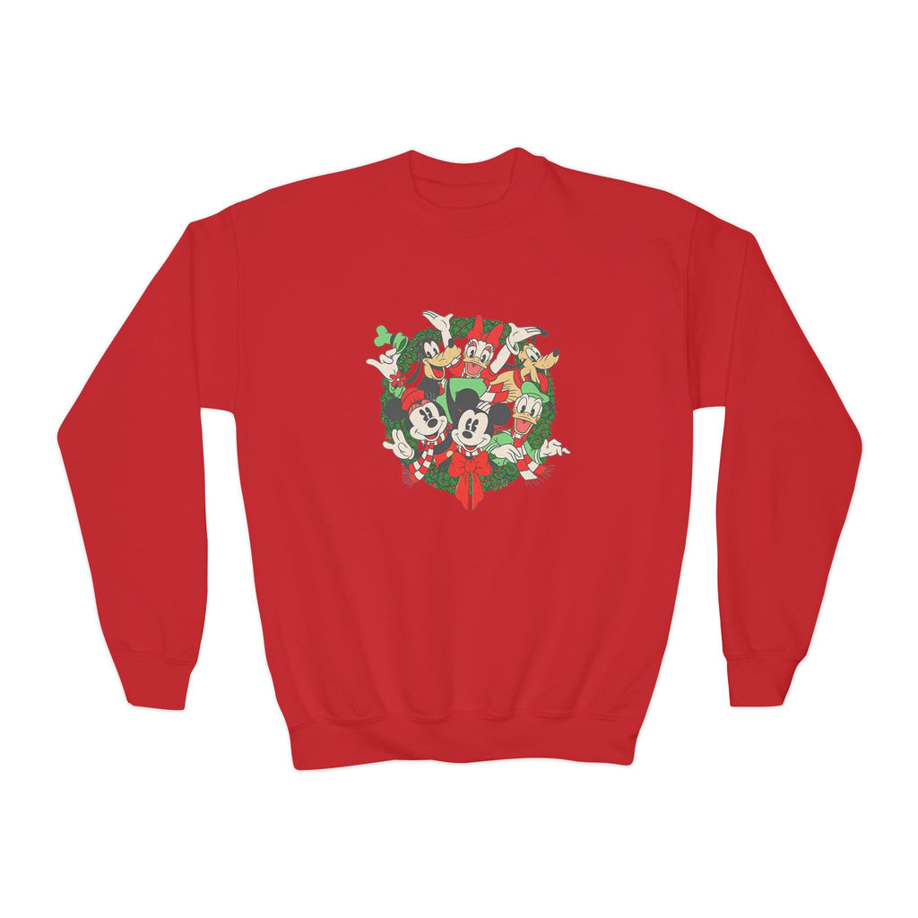 Youth Holiday Mickey Wreath Crewneck Sweatshirt