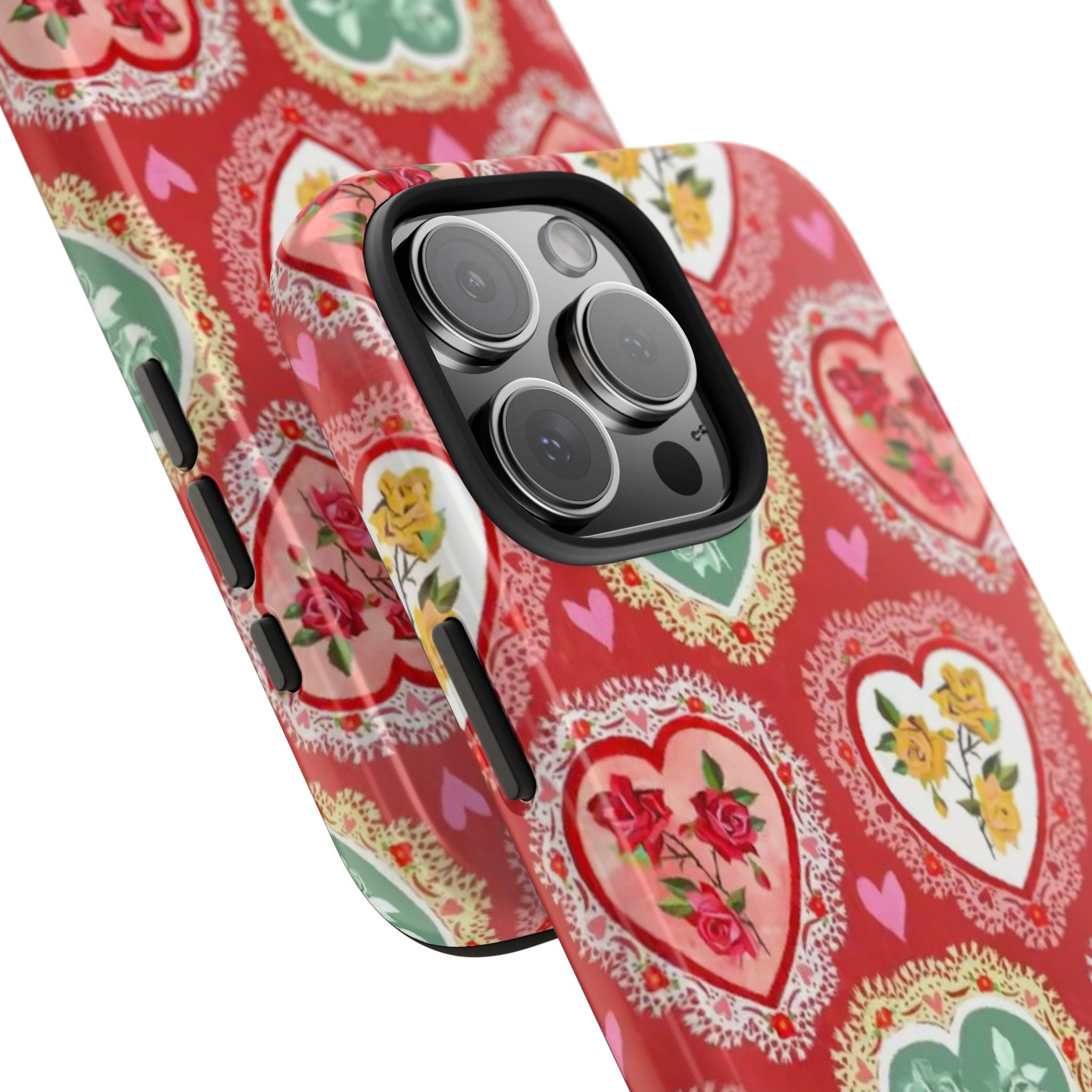 Vintage Floral Heart Tough Phone Case