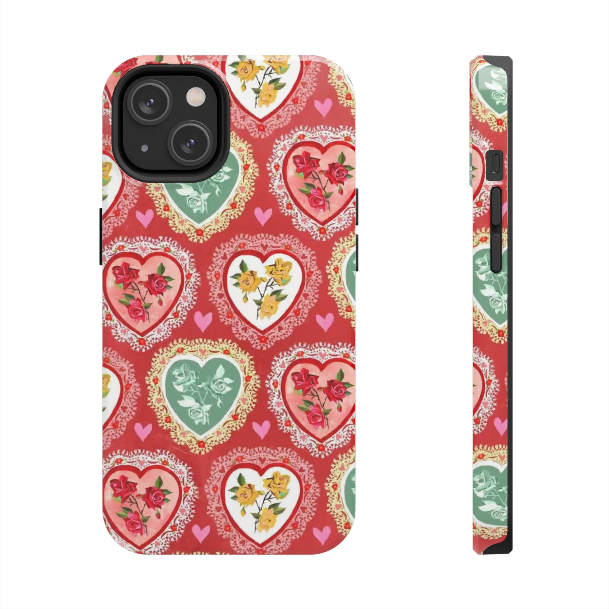 Vintage Floral Heart Tough Phone Case