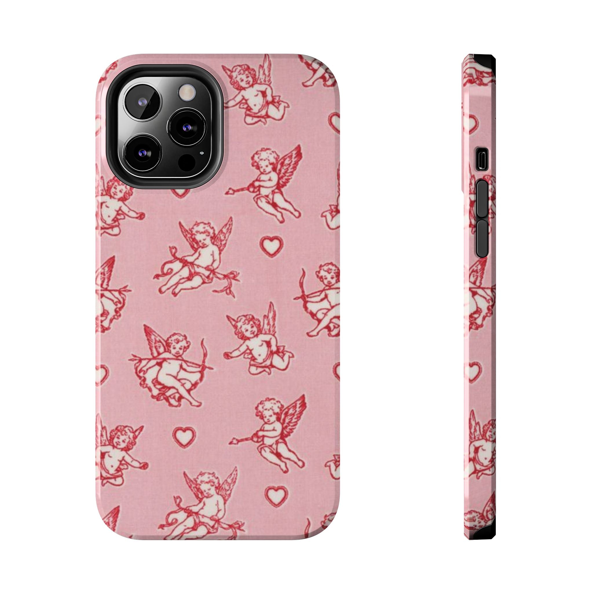 Pink Cupid Pattern Tough Phone Case – Valentine’s Day Protective Case