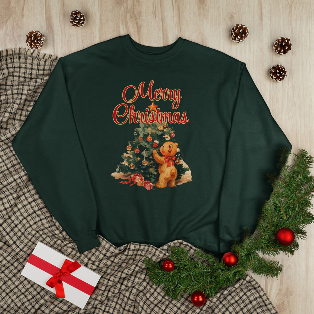 Christmas Tree Teddy Sweatshirt — Vintage Holiday Crewneck