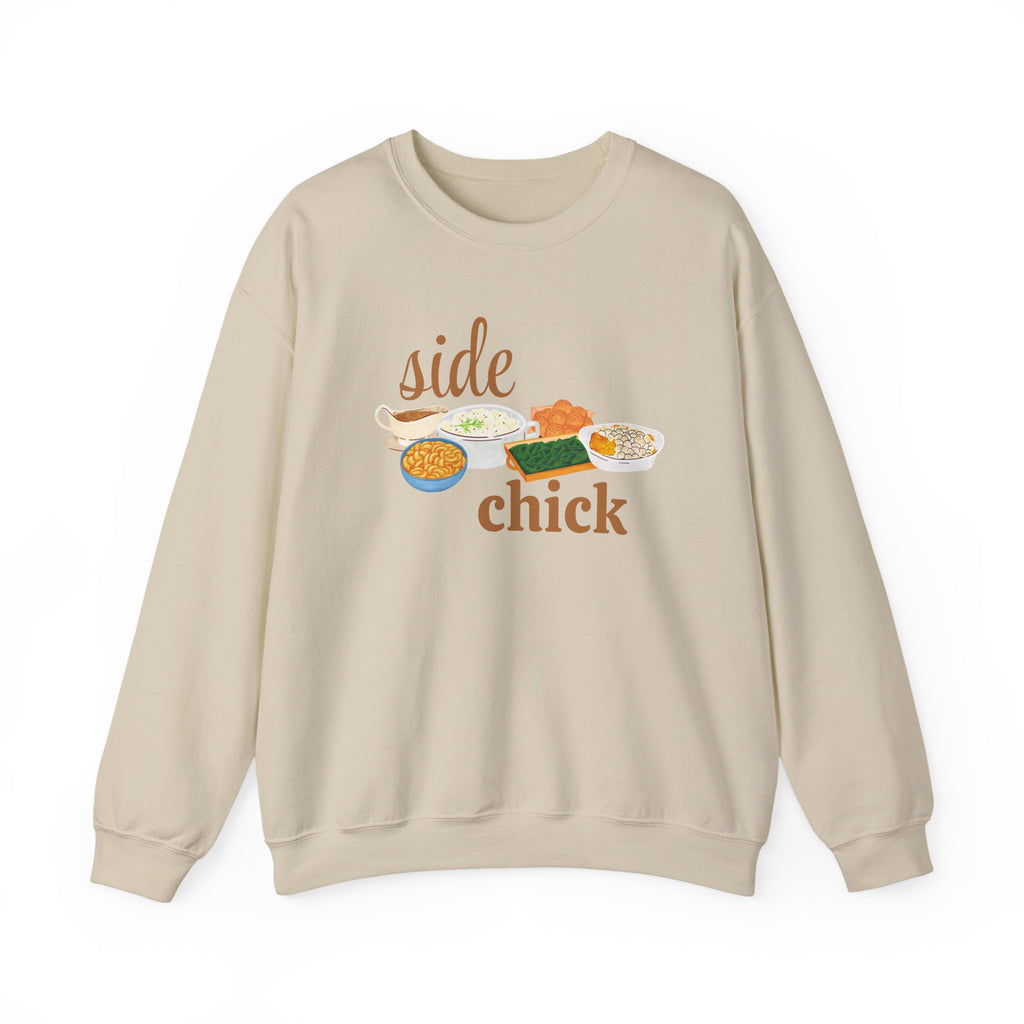 Side Chick Sweatshirt — Funny Foodie Crewneck with Comfort Foods