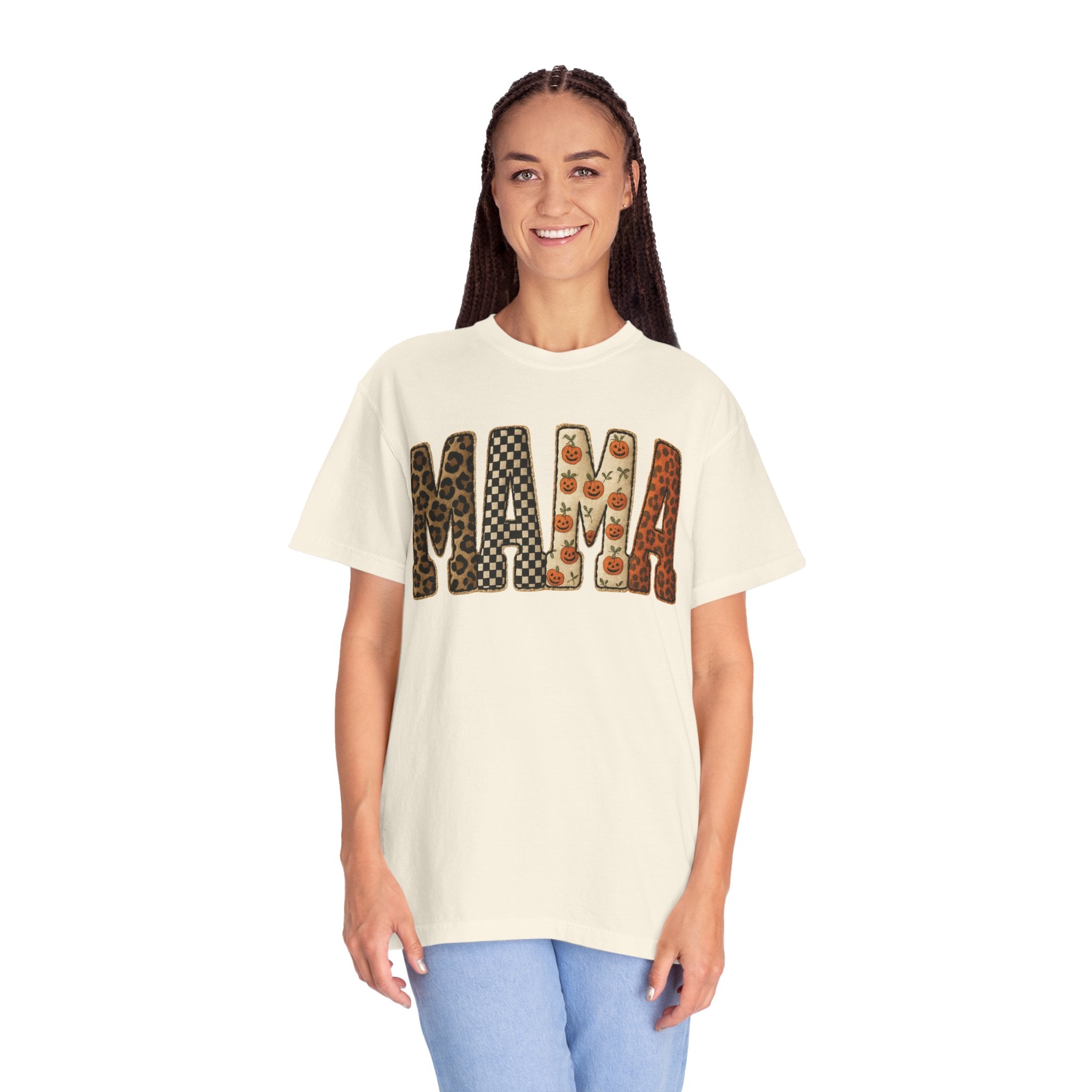 Mama Floral Garment-Dyed T-Shirt, Cute Gift for Moms, Casual Wear, Mother's Day, Family Celebrations, Everyday Comfort